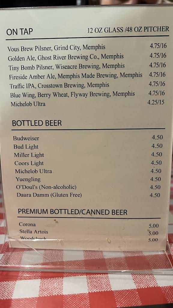 Charlie Vergos' Rendezvous Menu 2