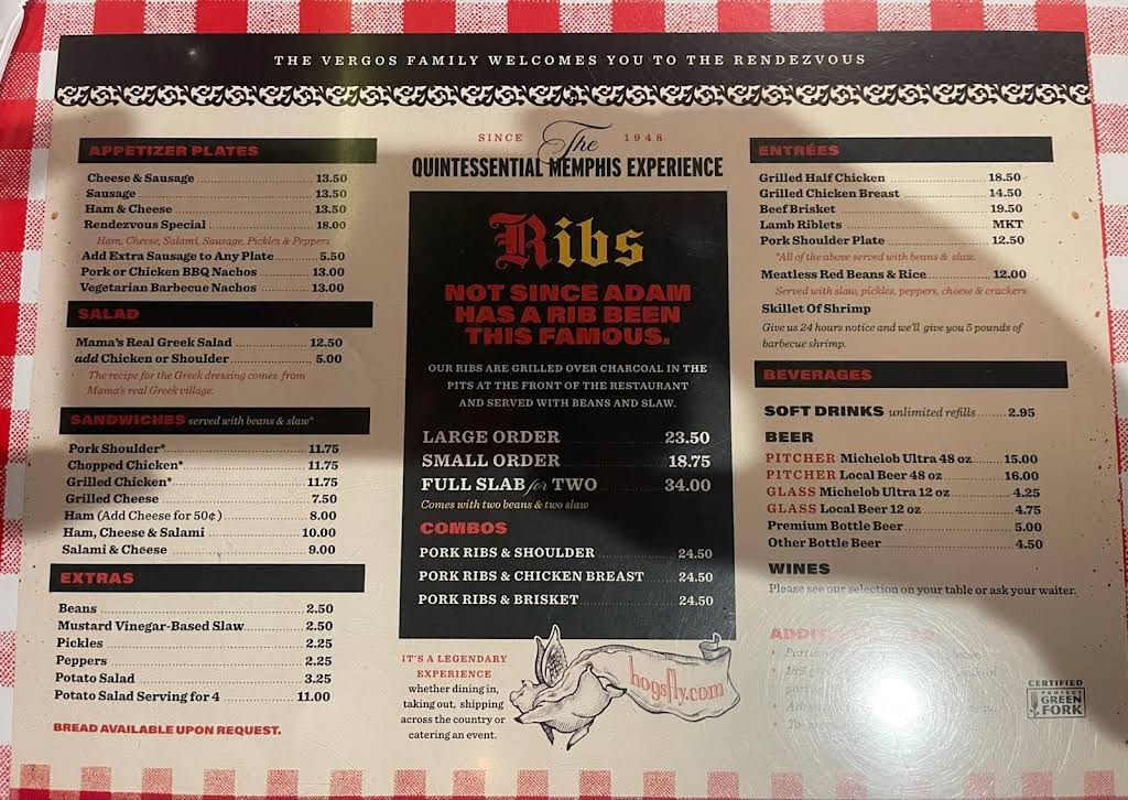 Charlie Vergos' Rendezvous Menu 4